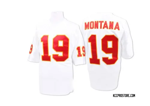 Kansas City Chiefs Men's Authentic White Mitchell And Ness Throwback Jersey (19 Joe Montana)