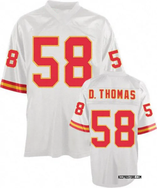 Kansas City Chiefs Men's Authentic White Mitchell And Ness Throwback Jersey (58 Derrick Thomas)