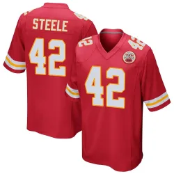 Kansas City Chiefs Men's Game Red Team Color Jersey (42 Carson Steele)