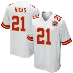 Kansas City Chiefs Men's Game White Jersey (21 Jaden Hicks)