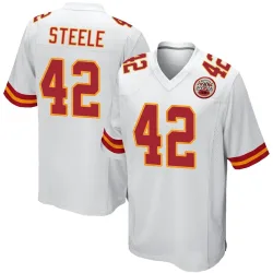 Kansas City Chiefs Men's Game White Jersey (42 Carson Steele)