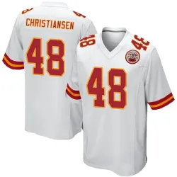 Kansas City Chiefs Men's Game White Jersey (48 Cole Christiansen)