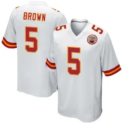 Kansas City Chiefs Men's Game White Jersey (5 Hollywood Brown)