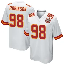Kansas City Chiefs Men's Game White Jersey (98 Janarius Robinson)