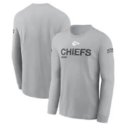 Kansas City Chiefs Men's Gray 2024 Salute To Service Long Sleeve T-Shirt