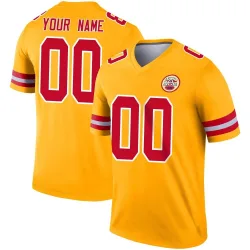 Kansas City Chiefs Men's Legend Gold Inverted Jersey (00 Custom)