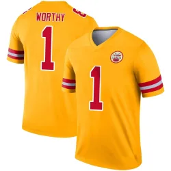 Kansas City Chiefs Men's Legend Gold Inverted Jersey (1 Xavier Worthy)
