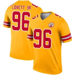 Kansas City Chiefs Men's Legend Gold Inverted Jersey (96 Fabien Lovett Sr.)