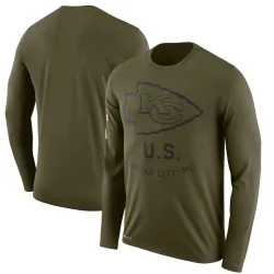 Kansas City Chiefs Men's Legend Olive 2018 Salute to Service Sideline Performance Long Sleeve T-Shirt