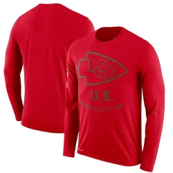 Kansas City Chiefs Men's Legend Red 2018 Salute to Service Sideline Performance Long Sleeve T-Shirt