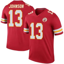 Kansas City Chiefs Men's Legend Red Color Rush Jersey (13 Nazeeh Johnson)