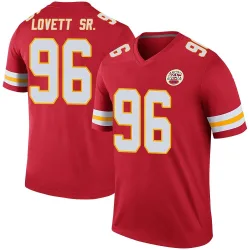 Kansas City Chiefs Men's Legend Red Color Rush Jersey (96 Fabien Lovett Sr.)