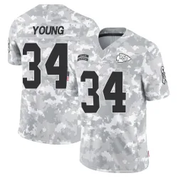 Kansas City Chiefs Men's Limited Arctic Camo 2024 Salute to Service Jersey (34 Elijah Young)