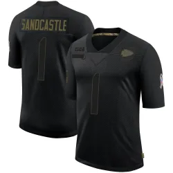 Kansas City Chiefs Men's Limited Black 2020 Salute To Service Jersey (1 Leon Sandcastle)