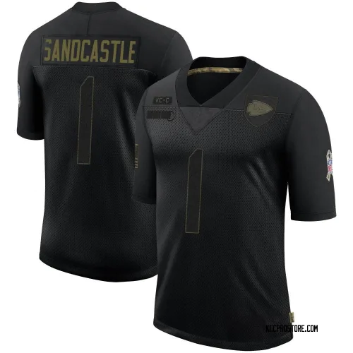 Kansas City Chiefs Men's Limited Black 2020 Salute To Service Jersey (1 Leon Sandcastle)