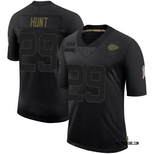 Kansas City Chiefs Men's Limited Black 2020 Salute To Service Jersey (29 Kareem Hunt)