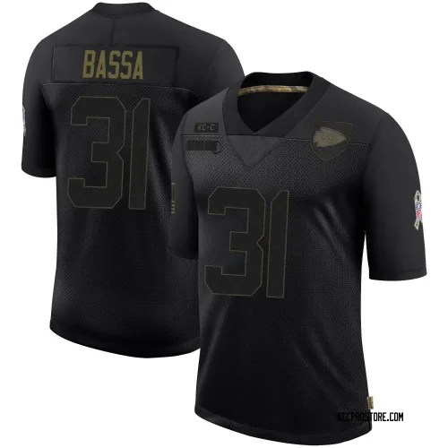 Kansas City Chiefs Men's Limited Black 2020 Salute To Service Jersey (31 Jeffrey Bassa)