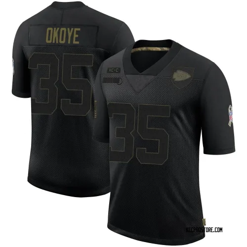 Kansas City Chiefs Men's Limited Black 2020 Salute To Service Jersey (35 Christian Okoye)