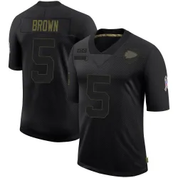 Kansas City Chiefs Men's Limited Black 2020 Salute To Service Jersey (5 Hollywood Brown)