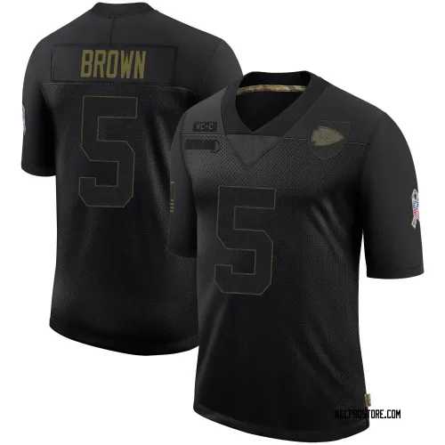 Kansas City Chiefs Men's Limited Black 2020 Salute To Service Jersey (5 Hollywood Brown)