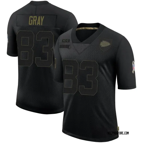 Kansas City Chiefs Men's Limited Black 2020 Salute To Service Jersey (83 Noah Gray)