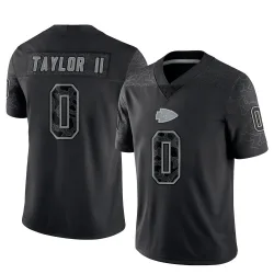 Kansas City Chiefs Men's Limited Black Reflective Jersey (0 Jason Taylor II)