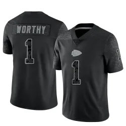 Kansas City Chiefs Men's Limited Black Reflective Jersey (1 Xavier Worthy)