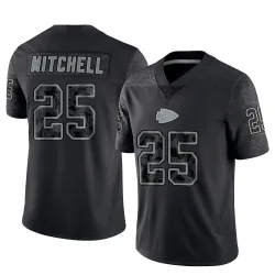 Kansas City Chiefs Men's Limited Black Reflective Jersey (25 Elijah Mitchell)