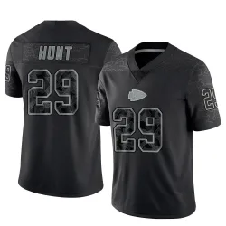 Kansas City Chiefs Men's Limited Black Reflective Jersey (29 Kareem Hunt)