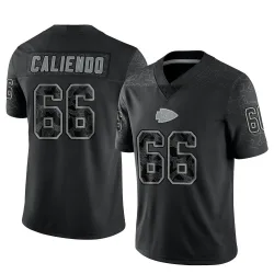 Kansas City Chiefs Men's Limited Black Reflective Jersey (66 Mike Caliendo)