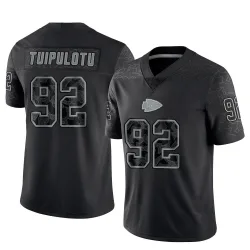 Kansas City Chiefs Men's Limited Black Reflective Jersey (92 Marlon Tuipulotu)