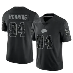 Kansas City Chiefs Men's Limited Black Reflective Jersey (94 Malik Herring)