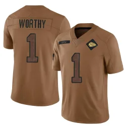 Kansas City Chiefs Men's Limited Brown 2023 Salute To Service Jersey (1 Xavier Worthy)