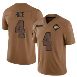 Kansas City Chiefs Men's Limited Brown 2023 Salute To Service Jersey (4 Rashee Rice)