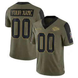Kansas City Chiefs Men's Limited Olive 2021 Salute To Service Jersey (00 Custom)