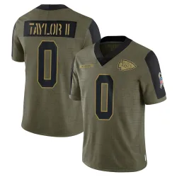 Kansas City Chiefs Men's Limited Olive 2021 Salute To Service Jersey (0 Jason Taylor II)
