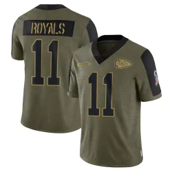 Kansas City Chiefs Men's Limited Olive 2021 Salute To Service Jersey (11 Jalen Royals)