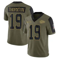 Kansas City Chiefs Men's Limited Olive 2021 Salute To Service Jersey (19 Tyquan Thornton)