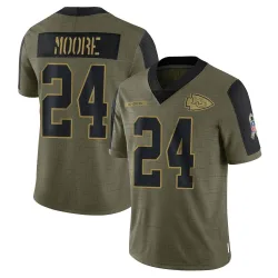 Kansas City Chiefs Men's Limited Olive 2021 Salute To Service Jersey (24 Skyy Moore)