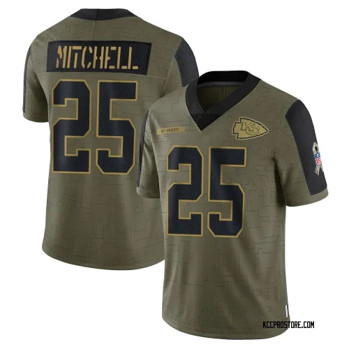 Kansas City Chiefs Men's Limited Olive 2021 Salute To Service Jersey (25 Elijah Mitchell)