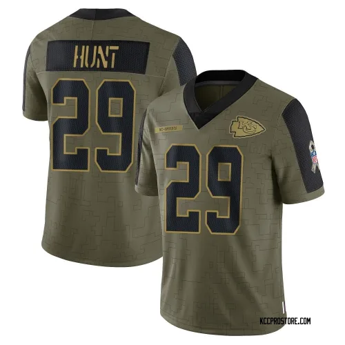Kansas City Chiefs Men's Limited Olive 2021 Salute To Service Jersey (29 Kareem Hunt)