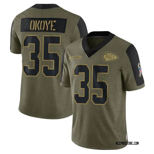 Kansas City Chiefs Men's Limited Olive 2021 Salute To Service Jersey (35 Christian Okoye)