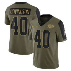 Kansas City Chiefs Men's Limited Olive 2021 Salute To Service Jersey (40 Jacobe Covington)
