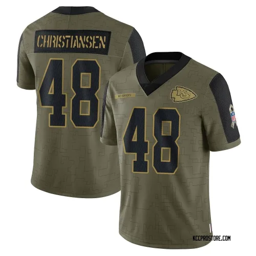 Kansas City Chiefs Men's Limited Olive 2021 Salute To Service Jersey (48 Cole Christiansen)