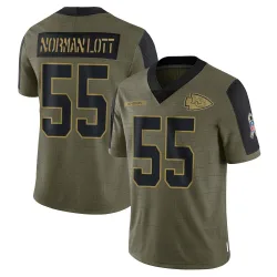 Kansas City Chiefs Men's Limited Olive 2021 Salute To Service Jersey (55 Omarr Norman-Lott)