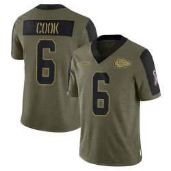 Kansas City Chiefs Men's Limited Olive 2021 Salute To Service Jersey (6 Bryan Cook)