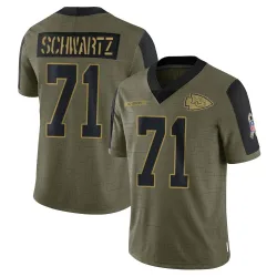 Kansas City Chiefs Men's Limited Olive 2021 Salute To Service Jersey (71 Mitchell Schwartz)