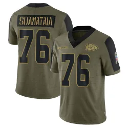 Kansas City Chiefs Men's Limited Olive 2021 Salute To Service Jersey (76 Kingsley Suamataia)