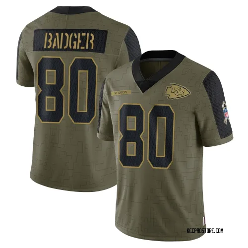Kansas City Chiefs Men's Limited Olive 2021 Salute To Service Jersey (80 Elijhah Badger)
