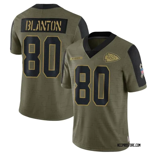 Kansas City Chiefs Men's Limited Olive 2021 Salute To Service Jersey (80 Kendall Blanton)